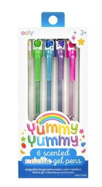 OOLY Yummy Yummy Scented Metallic Gel Pens 6 Pack Fruit Scents NEW
